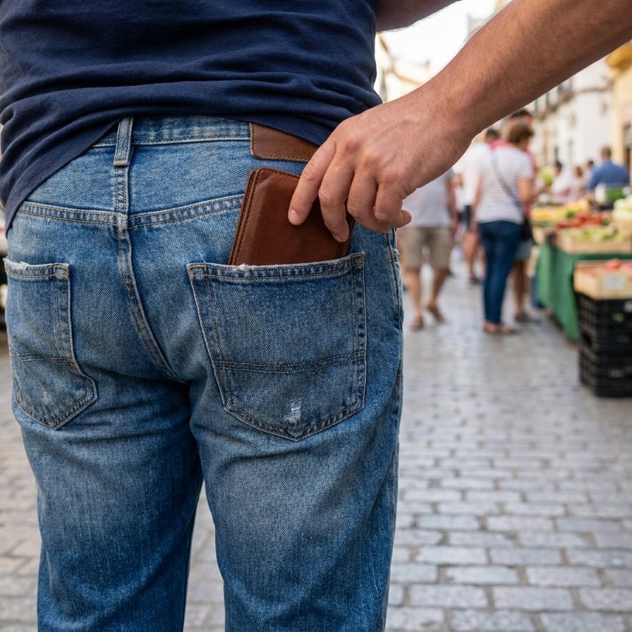 La cartera en el bolsillo de atrás