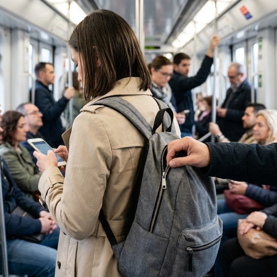 El metro lleno y la mochila a la espalda